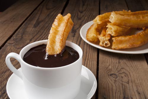 Churros and hot chocolate