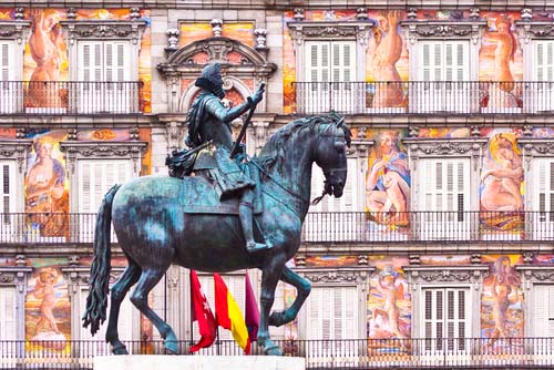 Felipe III equestrian statue in Plaza Mayor Madrid 